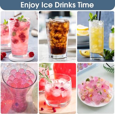 Mini ice cube trays for freezer, 5 pack, small ice cube mold with lid and trash can, 104x5 pieces, tiny crushed ice cube mold, round ice cube mold, coffee juice, Blue
