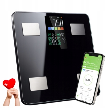 Електронні ваги для ванної DaoLong з вимірюванням BMI, до 226 кг, чорні