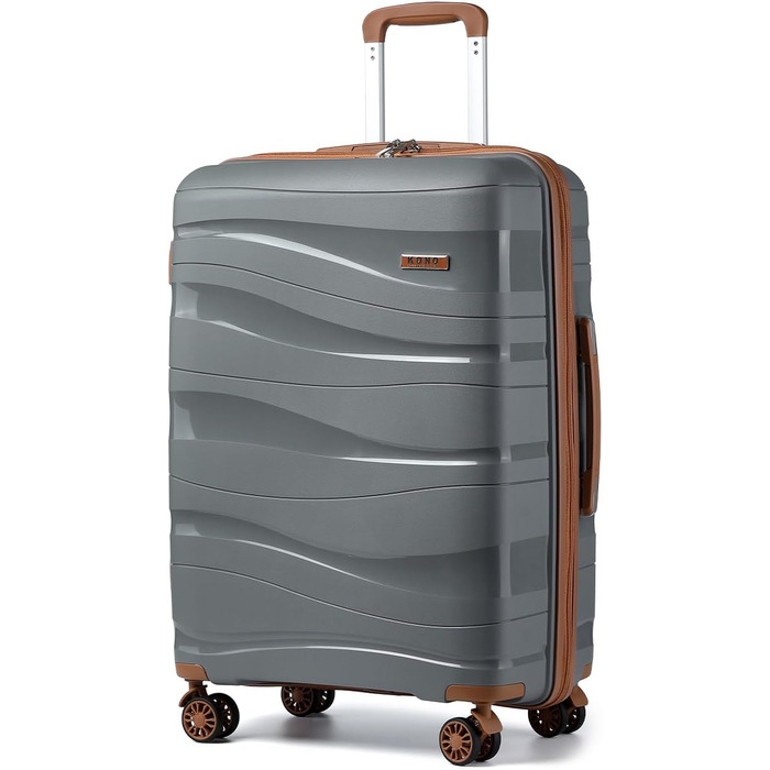 Набір валіз KONO 2 шт: ручна валіза-тележка 56 см + косметичка з поліпропілену, жорсткий корпус, 4 колеса, TSA-замок (кремовий білий)