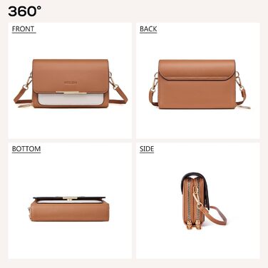 Сумка кросбоді Roulens Klein Handy B-braun/Beige з екошкіри для документів та телефону, регульований ремінець