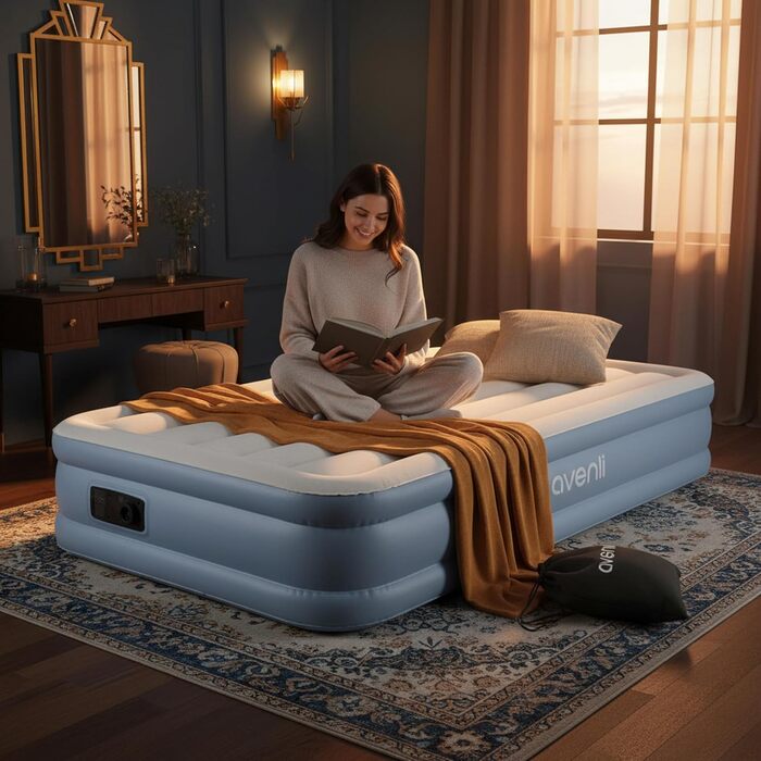 Надувний матрац Avenli для 1 особи, самонадувний, 191x99x33 см, з вбудованим насосом, для кемпінгу та дому