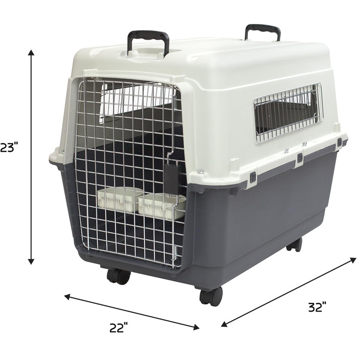 Клітка для собак Sport Pet Designs, пластикова, на колесах, для подорожей, сіра, розмір L (80 x 56 x 58 см)