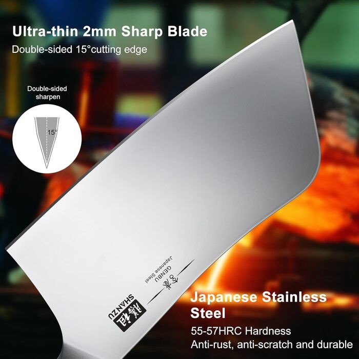 Ніж кухарський SHAN ZU, 18 см, професійний, з високоякісної сталі, з ручкою з дерева K133