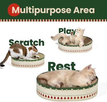 Кігтеточки для котів Conlun 2 в 1: овальні, з мискою та гніздом. Імітація ялинки. Розмір 43x33x10 см