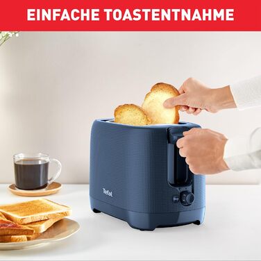 Tefal TT2M14 Morning Toaster | Two-Slot | Elegant Design | Bun Warmer | 7 Browning Levels | Extra-Wide Slots | Stop Function | Wanted Blue