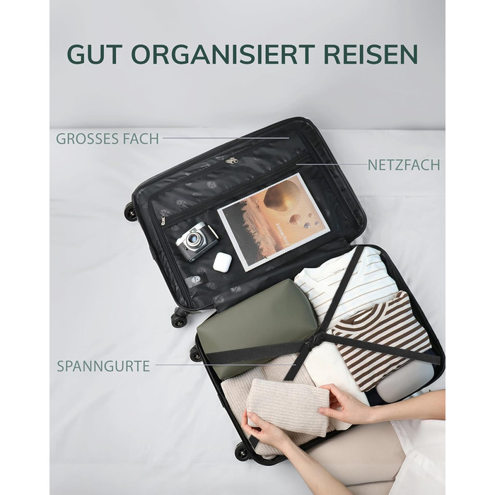 Набір валіз FERGÉ 3 шт. з жорстким корпусом, TSA-замком, Канни. Валіза-тролей, набір (Ручна поклажа, L, XL). 3 шт. валізи з жорсткого корпусу, роликові валізи, 4 м'яких роликів - дуже міцний валіза з полікарбонату. Колір: смарагдовий