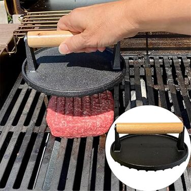 Прес для гриля Küchenprofi BBQ 1кг, чавун, ручка з палісандра, для стейку, бекону, шніцеля
