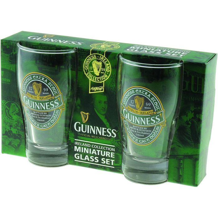 Набір з двох міні-склянок Guinness Green Collection з логотипом та написом 'St. James' Gate'