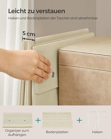Організатор для шафи SONGMICS з 4 кишенями, настінний, для зберігання, на двері, спальня, вітальня, 2 x 33,5 x 00 см, RDH04G (1, Бежевий)