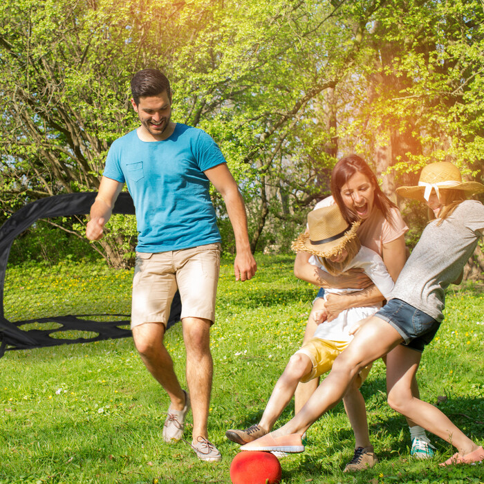 Relaxdays Pop-Up Football Goal with Goal Wall