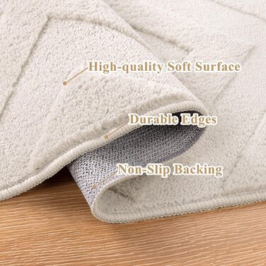 Килим для вітальні SHACOS з коротким ворсом, 120x160 см, бежевий, геометричний, з 3D ефектом, антиковзаючі