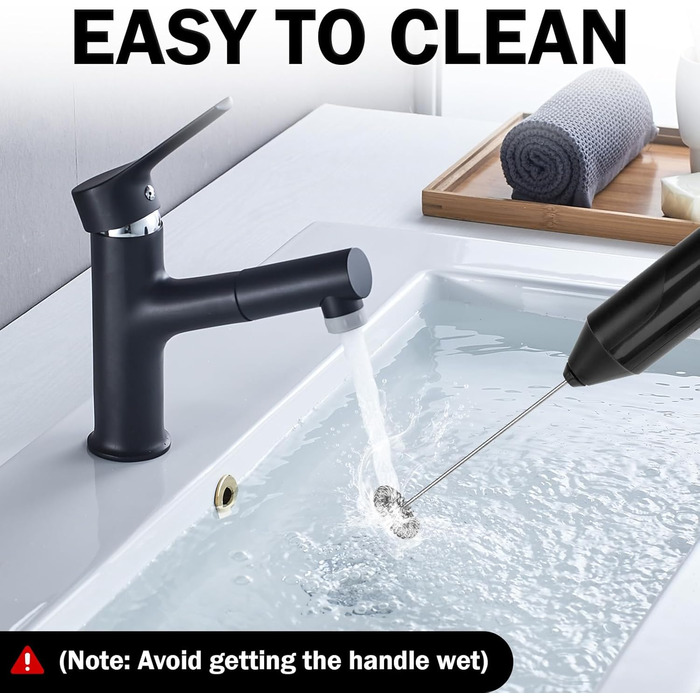 Електричний піногасник для кави TonJin: матча, лате, капучино, фраппе, шоколад. Нержавіюча сталь 304, чорний