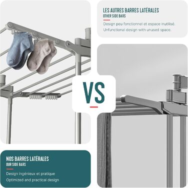 Внітрішній та зовнішній сушильник для білизни Vounot® з 4 ярусами, сірий, 125x62x173 см