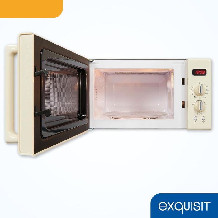 Мікрохвильова піч Exquisit Retro RMW720-3GDIG Creme, 20л, 700 Вт, 1000 Вт гриль, таймер, розморожування