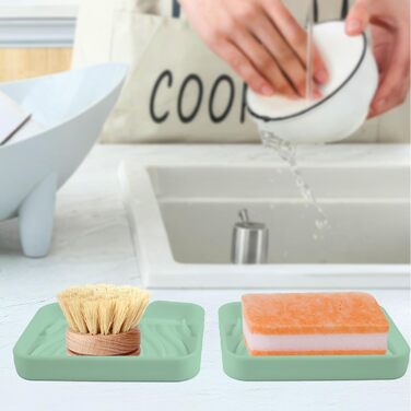 Силіконові мильниці з дренажем (2 шт.) - мильниця для душу, ванни, умивальника, кухні (білий, зелений)
