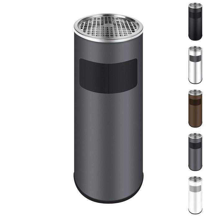 WELLGRO Standaschenbecher з нержавіючої сталі 2в1 для вулиці: попільничка та сміттєвий бак сірого кольору. Великий попільничник для тераси, входу та комерційних приміщень, стійкий до погодних умов.