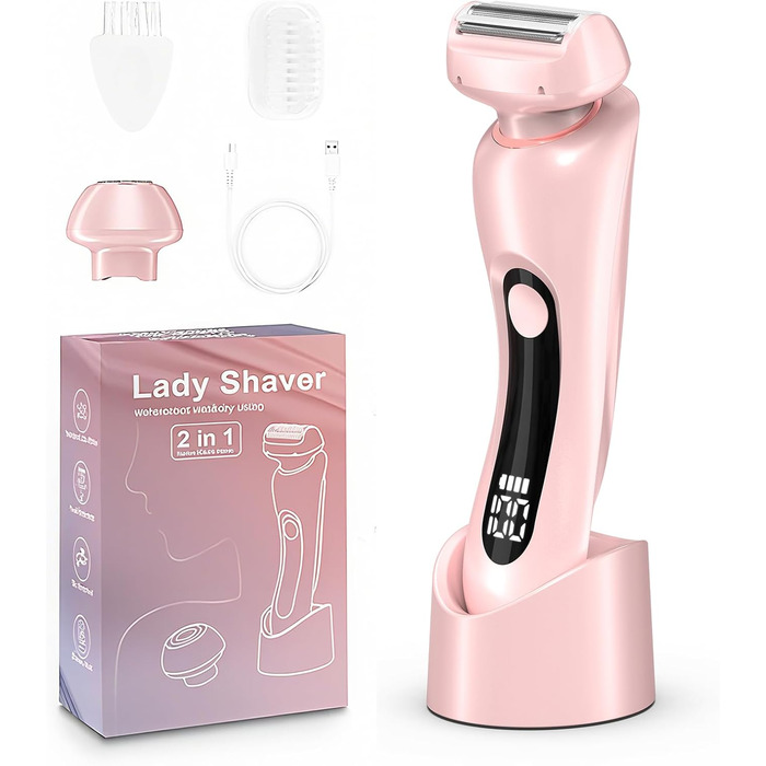 Електричний жіночий триммер Intimrasierer для бікіні, ніг, рук та тіла 2-в-1. Вологостійкий IPX7, USB-C, рожевий