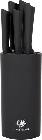 Набір ножів Karl Hausmann 5 предметів: набір ножів та підставка - кухонні ножі з нержавіючої сталі, чорний