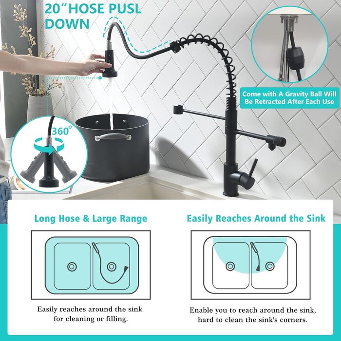 Інфрачервоний сенсорний кран для кухні з висувною лійкою, кухонна арматура 360° поворотна, змішувач для кухні, одноручний змішувач, арматура з спіральною пружиною, кран для мийки, щіткове золото, інфрачервоний сенсор, щіткове золото