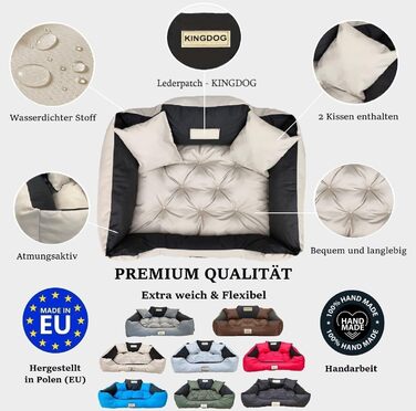 Ортопедичне ліжко для собак King Dog S, 55 x 45 см: водонепроникне, з високим бортиком, з силіконовою начинкою, бежеве