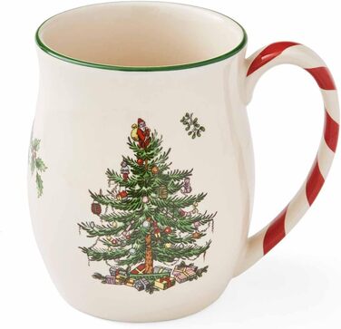 Набір з 4 кружок Portmeirion Spode з різдвяним ялинковим мотивом і ручками у вигляді льодяників