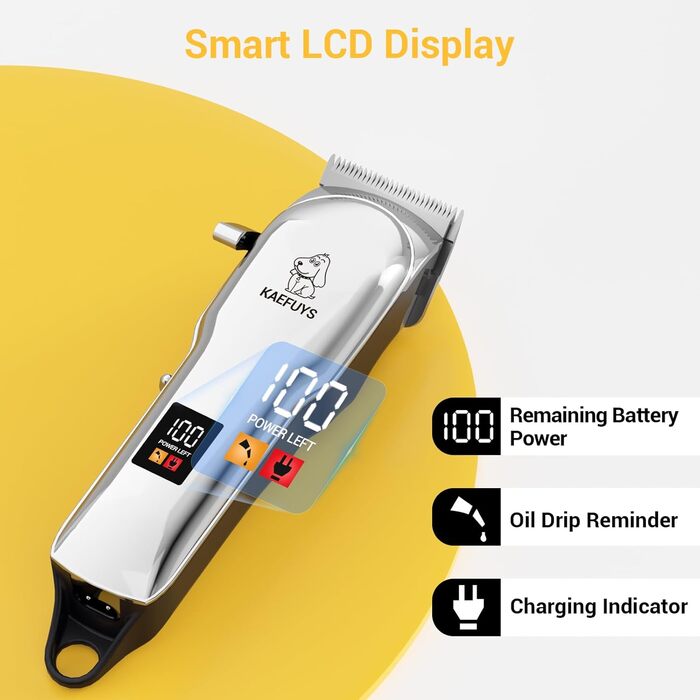 Машинка для стрижки собак - IPX7, водонепроникна, професійна для собак та котів з LCD-дисплеєм (сріга)