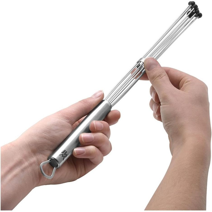 Змішувач WMF Profi Plus Rührblitz з силіконовими кульками, Cromargan нержавіюча сталь матова, термостійкий силікон до 200°C, вінчик для збивання, з отвором для підвішування