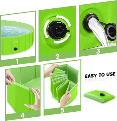 Foldable Dog Pool for Dogs, Dog Cushion Pool, Portable, for Dog Bath, Plastic, Large, Hard, Children's Pool (100 x 30 cm) (Large(120×30cm), Green)