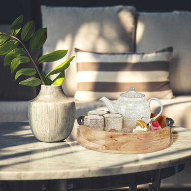 Relaxdays Round Tray made of Mango Wood