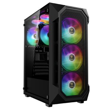 Корпус для ПК GAMDIAS Aura GC1 Elite ARGB Midi-Tower: сітка для високої циркуляції повітря, 4 x 120 ARGB вентилятори, скляна панель, підтримка синхронізації материнської плати, чорний