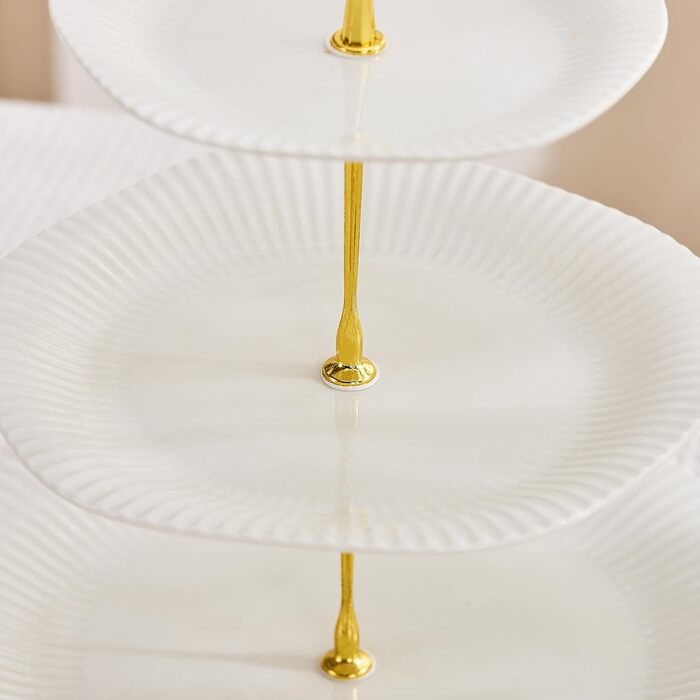 Керамічний триярусний стійка для тістечок та десертів Swuut, зелена, з підставкою для чашки