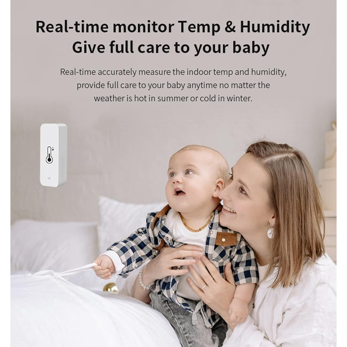 WiFi Hygrometer Thermometer Sensor: Smart Temperature Humidity Monitor, with Remote Monitoring and TUYA APP Notification Alarm, No Hub Required, Works with Alexa (2-Pack)