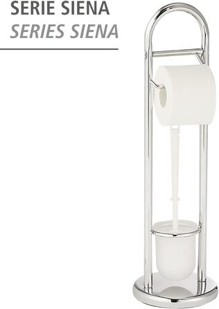 Набір для туалету WENKO Siena: підставка для туалетного паперу та щітки, сталева, білий глянцевий (19 x 63 см)