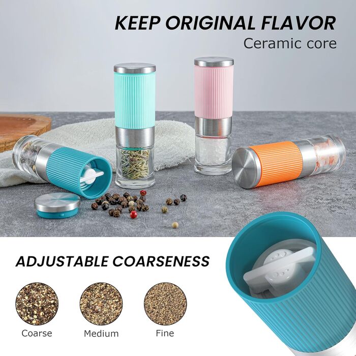 Набір для солі та перцю Vevok Chef Mini 2 шт. з регульованою керамічною млинкою, для кухні, кемпінгу, подарунок (Помаранчевий)