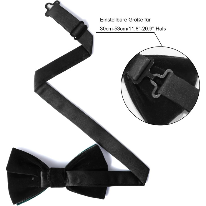 Набір краваток для чоловіків HOULIFE: краватка-метелик з оксамиту, кишеньковий хустинка, запонки - чорний колір, для весілля та формальних заходів