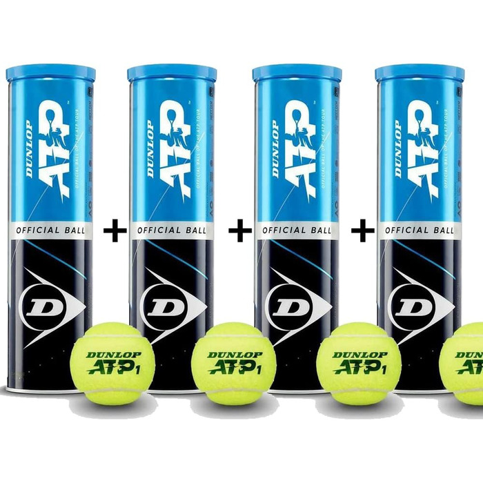 4 тенісні м'ячі Dunlop ATP 4TIN в упаковці з 4 шт. – вигідний набір