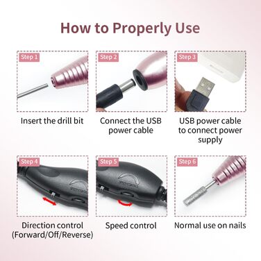 Електрична фрезер для нігтів JODSONE 6 в 1 – бездротова, 20000 об/хв, USB-зарядка, для гель-лаку, манікюрний набір з регулюванням швидкості