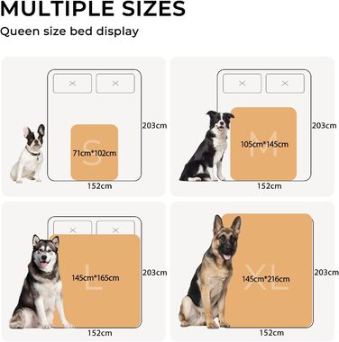 Водонепроникний плед для собак Luciphia, миючий, для собак, котів, цуценят, теплий, м'який флісовий плед Sherpa, для ліжка, дивану, канапи, сірий (102 * 145 см), розмір M (102 * 145 см)