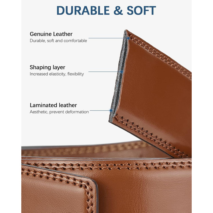 Чоловічий шкіряний ремінь BOSTANTEN з автоматичною застібкою-разом, 35 мм, регульований, довжина 115/135 см