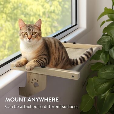 Navaris Cat Hammock for Windowsill - Cozy Lounger - Window Perch Cat Bed - Window Sill Lounger for up to 14 kg - Tool-Free Assembly