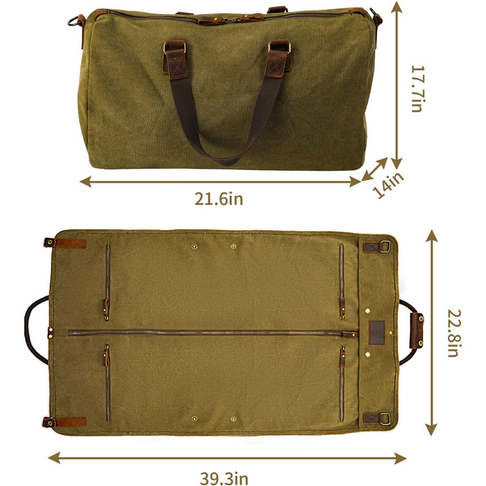 Чоловічий дорожній костюм-органайзер 2-в-1 Canvas Leder для одягу та аксесуарів (Армійський зелений)