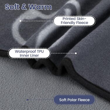 Водонепроникний килимок для собак, 152x127 см, плюшевий фланель та шерпа, для середніх та великих собак, машинне прання - Чорний (152x127 см, Сірий)