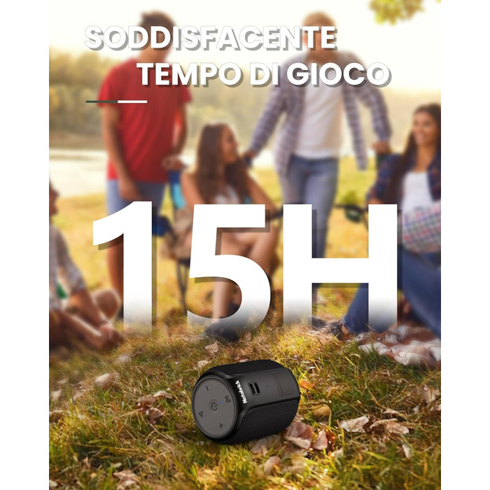 Bluetooth колонка NOTABRICK портативна, водонепроникна IPX67, бездротова 5.0, стерео бас, акумулятор 15 год, підтримка SD/TF/AUX, для дому, вулиці, пляжу, подорожей (чорна)