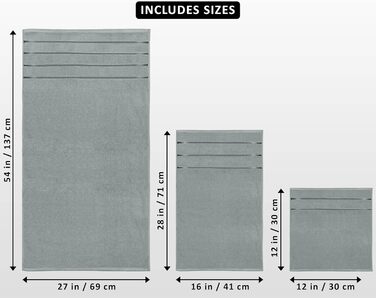 Набір рушників Utopia Towels 8 шт. з петлею для підвішування, 97% бавовна, швидковисихаючі: 2 великі, 2 середні, 4 маленькі (Кюл-Сірий)