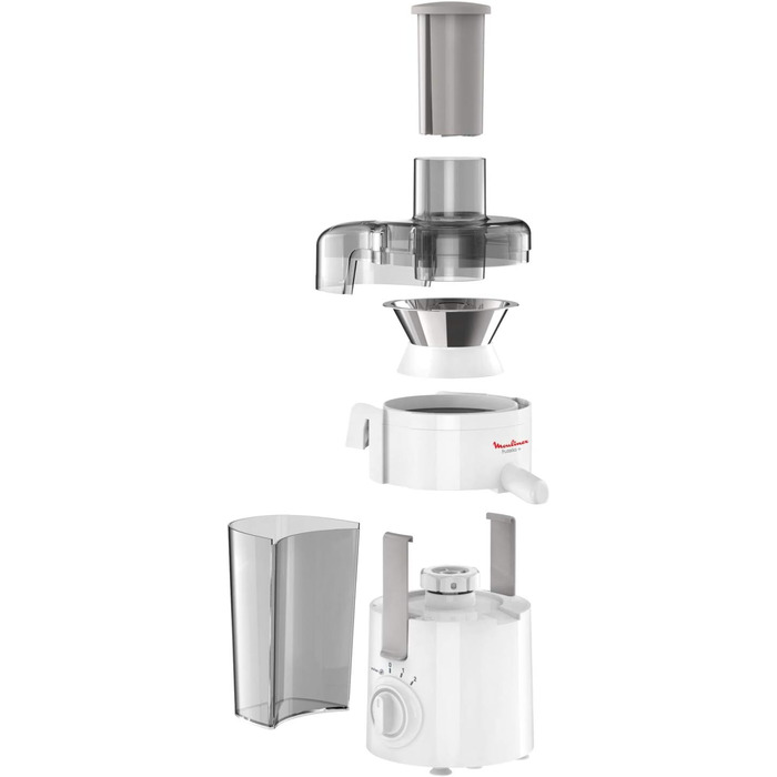 Центрифужна соковижималка Moulinex Frutelia+ JU3701, 350 Вт, з широким завантажувальним отвором, 2 швидкості та імпульсний режим