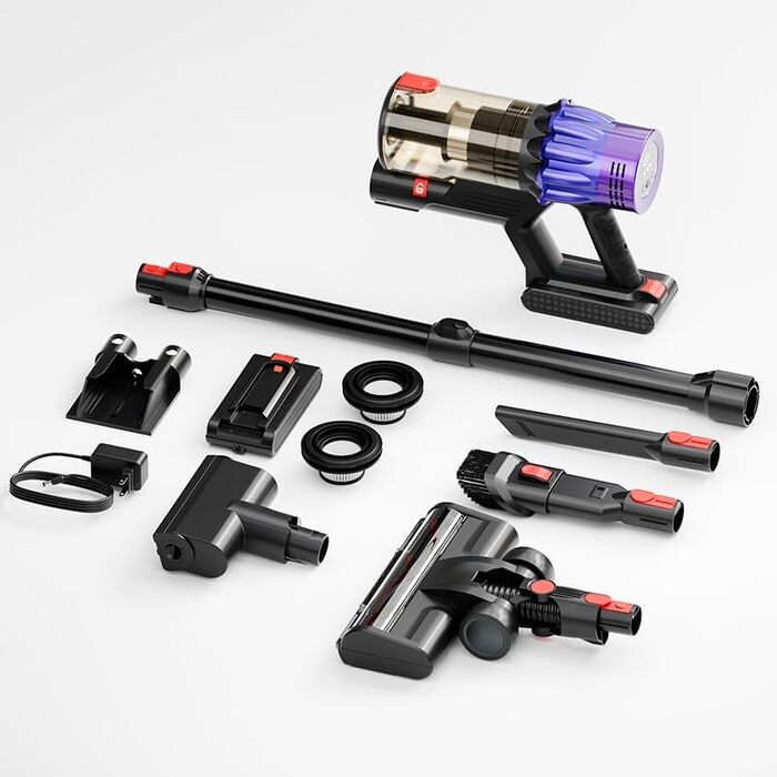 Bergexpertе Orizom: Бездротовий пилосос з автоматичним визначенням забруднення, 60 хв роботи, для килимів, твердих підлог та шерсті тварин, 550 Вт (фіолетовий)