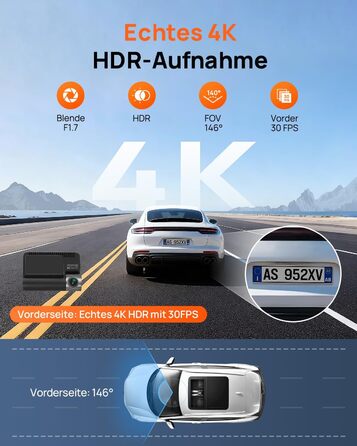 Автомобільний відеореєстратор 70mai A810S 4K з HDR, нічним баченням STARVIS 2, ADAS та карткою пам'яті 128ГБ, 24/7 моніторинг паркування