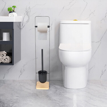 Relaxdays Toilet Set with Freestanding Bamboo Base