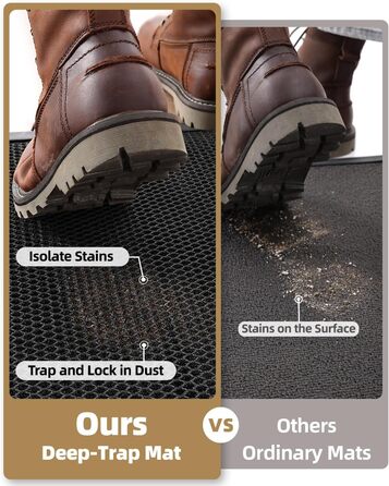 Килимок для дому та вулиці COLOR&GEOMETRY 43x76 см - антиковзаюча, легко миється, для входу, сірий/чорний