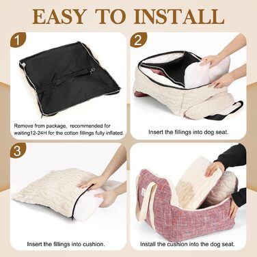 Крісло-ліжко для собак Pawaboo: безпечне та зручне автокрісло для маленьких собак до 11 кг (Magenta+Blau)